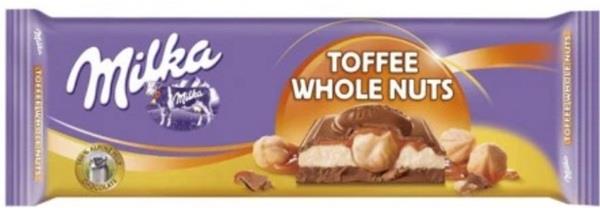 Шоколад молочний Milka Toffee Wholenut 300 г