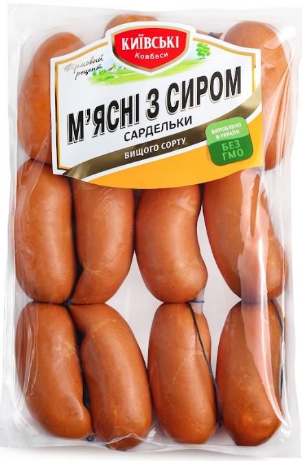 Сардельки М’ясні з сиром вищ.сорт КИЇВСЬКІ КОВБАСИ