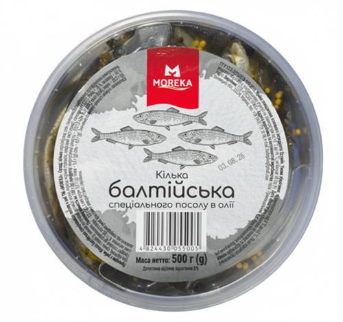 Пресерви рибні Кілька Балтійська с/с з головою в олії Moreka 500 г