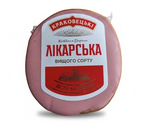 Ковбаса Лікарська варена вищ.сорт полов. КРАКОВЕЦЬКІ КОВБАСИ