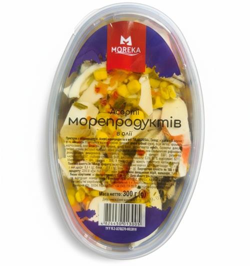 Пресерви рибні Асорті з морепродуктів в олії Moreka 300 г