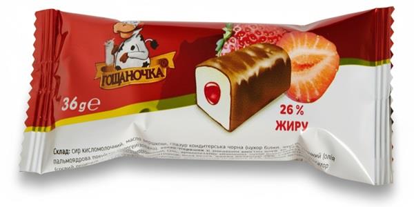 Сирок глазурований Полуниця Гощаночка 26% 36 г