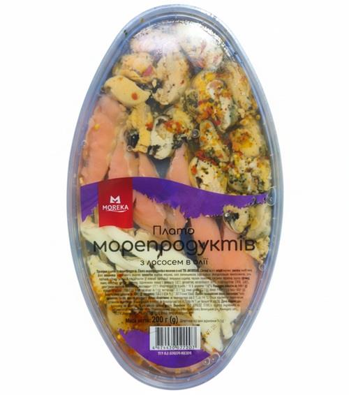 Пресерви рибні Плато з морепродуктів і лосося в олії Moreka 200 г