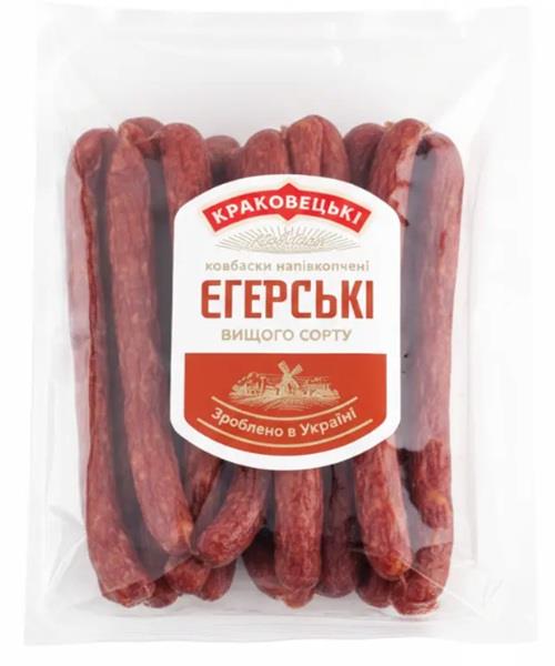 Ковбаски Єгерські напівкопч. вищ.сорт КРАКОВЕЦЬКІ КОВБАСИ